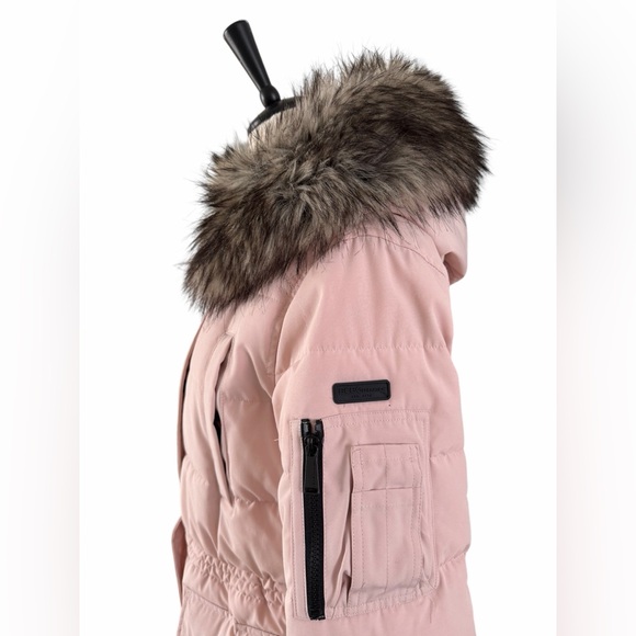 BCBG generation faux fur hooded Light Pink Puffer Coat - Picture 4 of 9